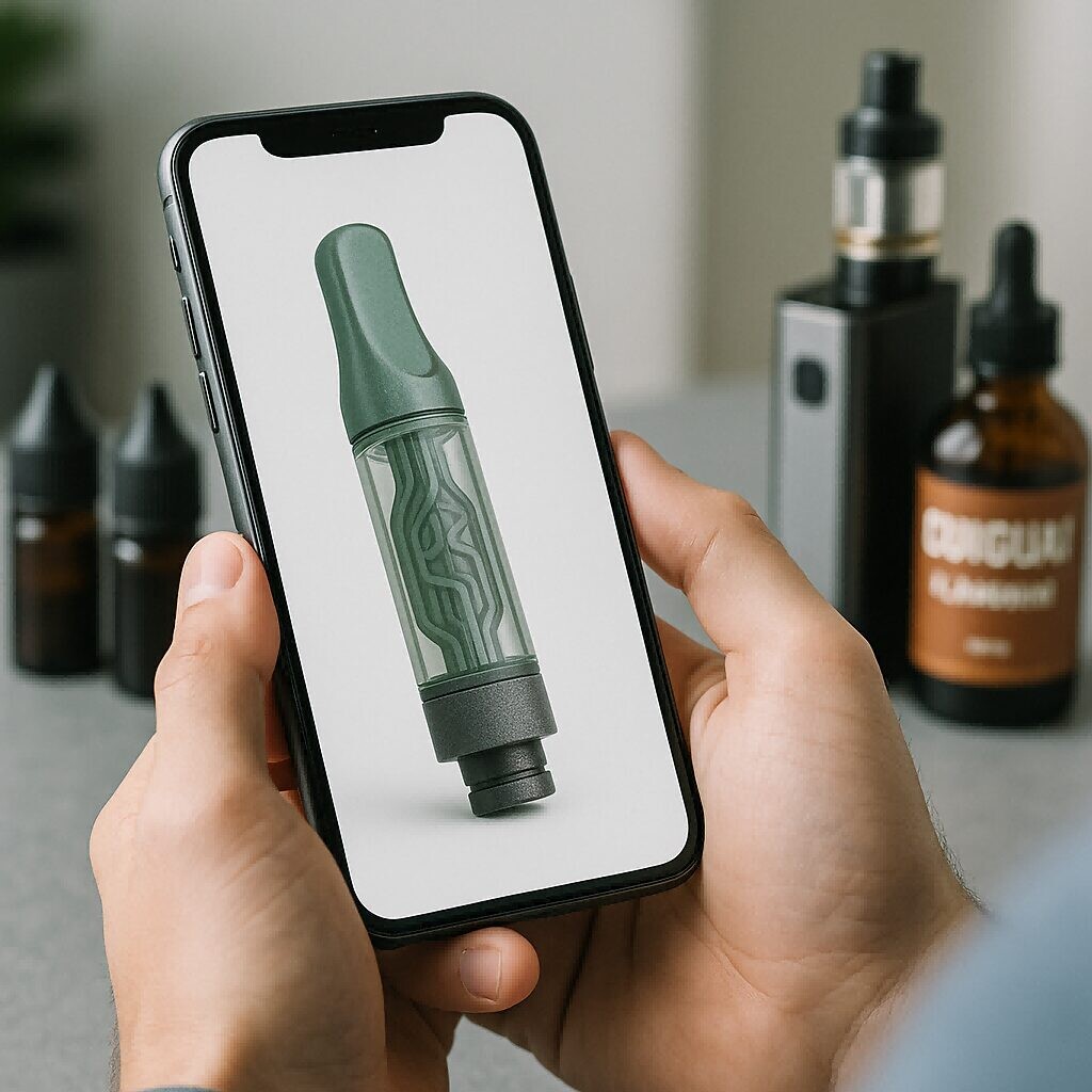 手机和电子烟设备展示电子液体风味浓缩物