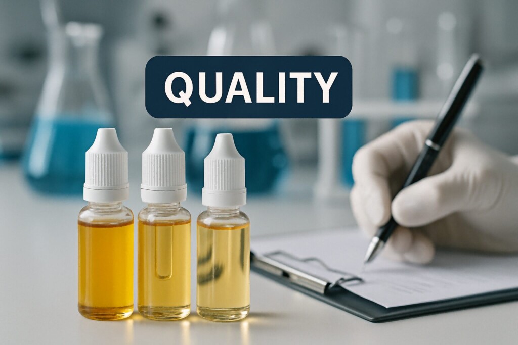 Laboratory quality control and liquid bottles Flavor Concentrates for E-Liquids