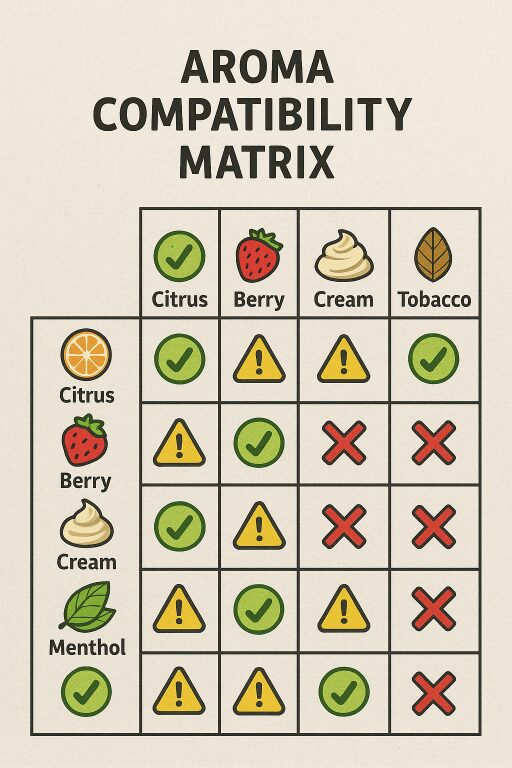 Compatibilité des parfums Matrice du graphique Concentré de saveur pour les e-liquides