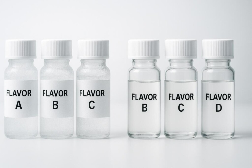Transparent flavor bottles arranged symmetrically Flavor Concentrates for E-Liquids+E-liquid flavors+CUIGUAI Flavor