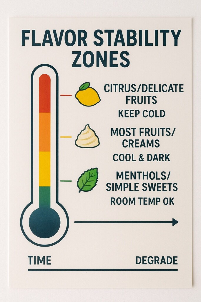 Poster showing the flavor stability zone Flavor Concentrates for E-Liquids+E-liquid flavors+CUIGUAI Flavor