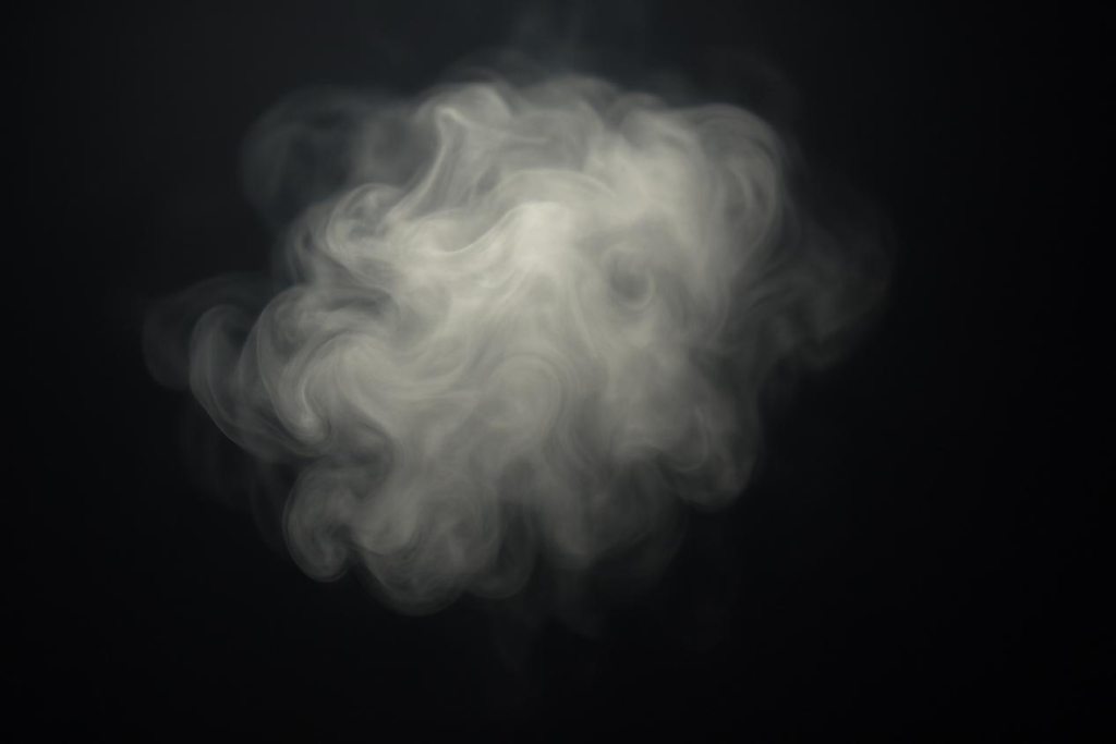 An abstract 3D vapor cloud with subtle swirling textures and soft light reflections, symbolizing richness, smoothness, and density in the sensory experience of mouthfeel.