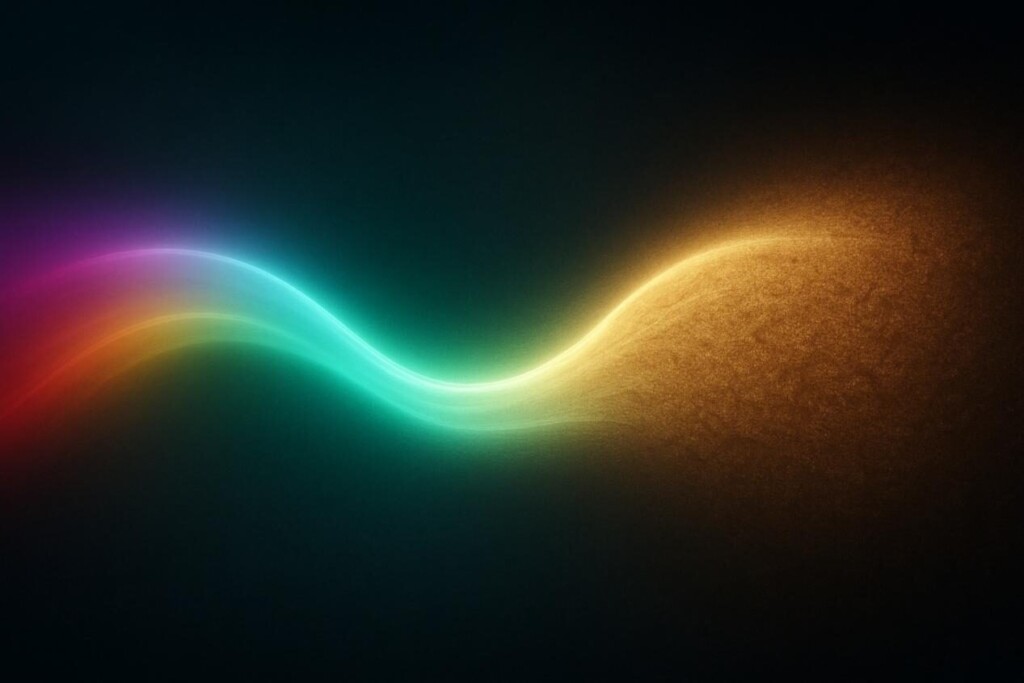 Abstract artistic representation of light and color seamlessly transitioning into texture, symbolizing harmony between smell and taste in a unified sensory experience.
