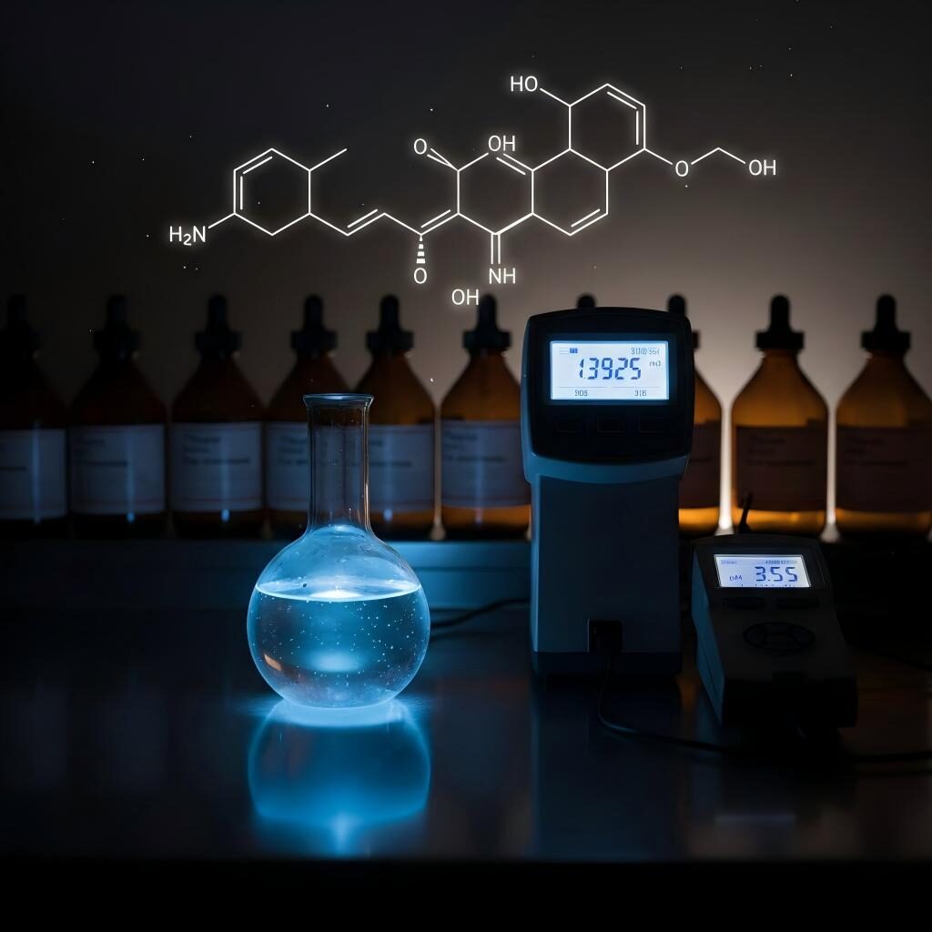 A high-contrast, cinematic shot of a modern flavor science laboratory featuring a glowing round-bottom flask, digital testing equipment, and a molecular overlay of Raspberry Ketone. Ideal for food technology and chemical research concepts.
