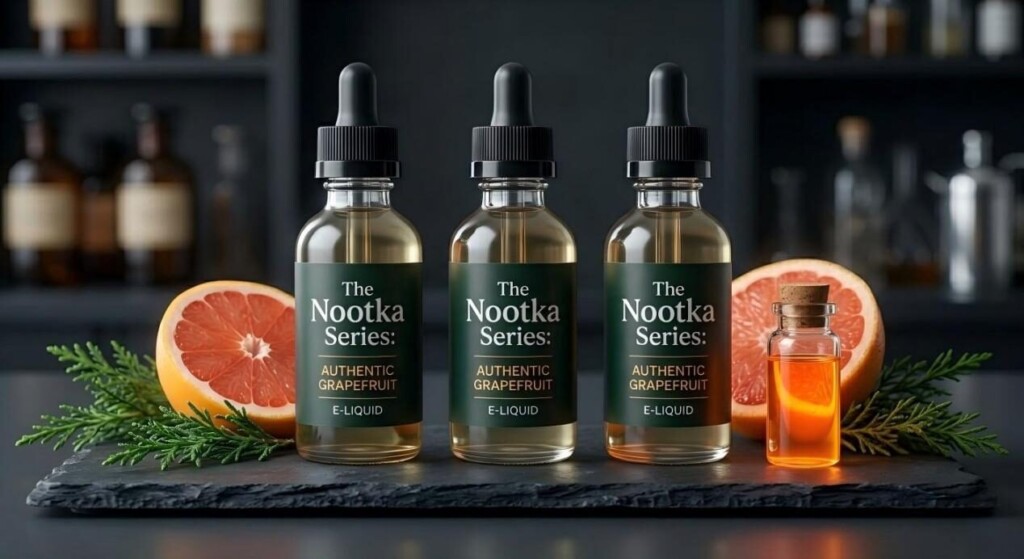 Experimente la cima del vapeo de cítricos con The Nootka Series: un e-líquido de pomelo auténtico de calidad de laboratorio y de alta gama.