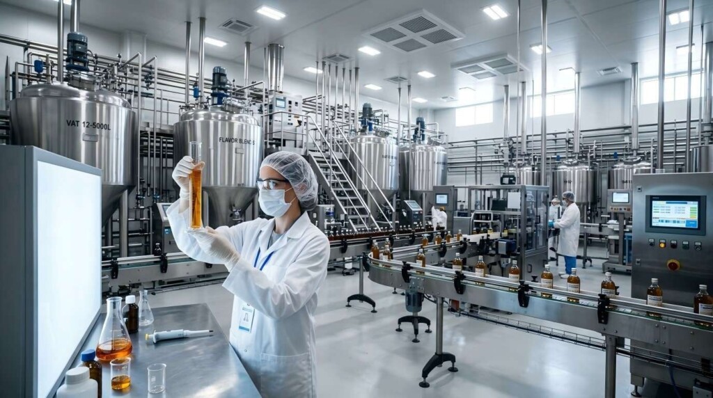 Explore our state-of-the-art flavor manufacturing facility, featuring advanced cleanroom technology and professional flavor analysis for high-capacity production.