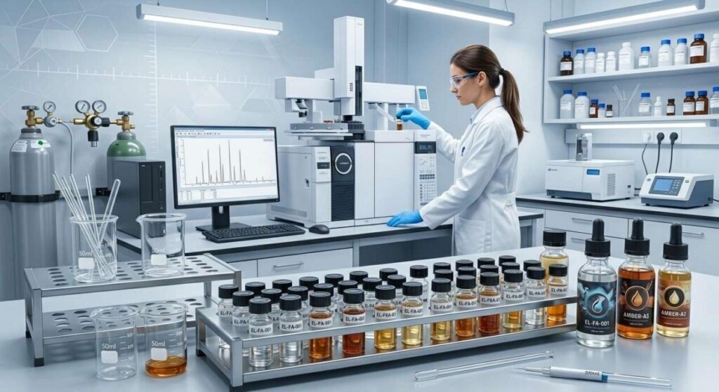 Inside an advanced lab: Professional chemists use GC-MS technology to ensure e-liquid purity.