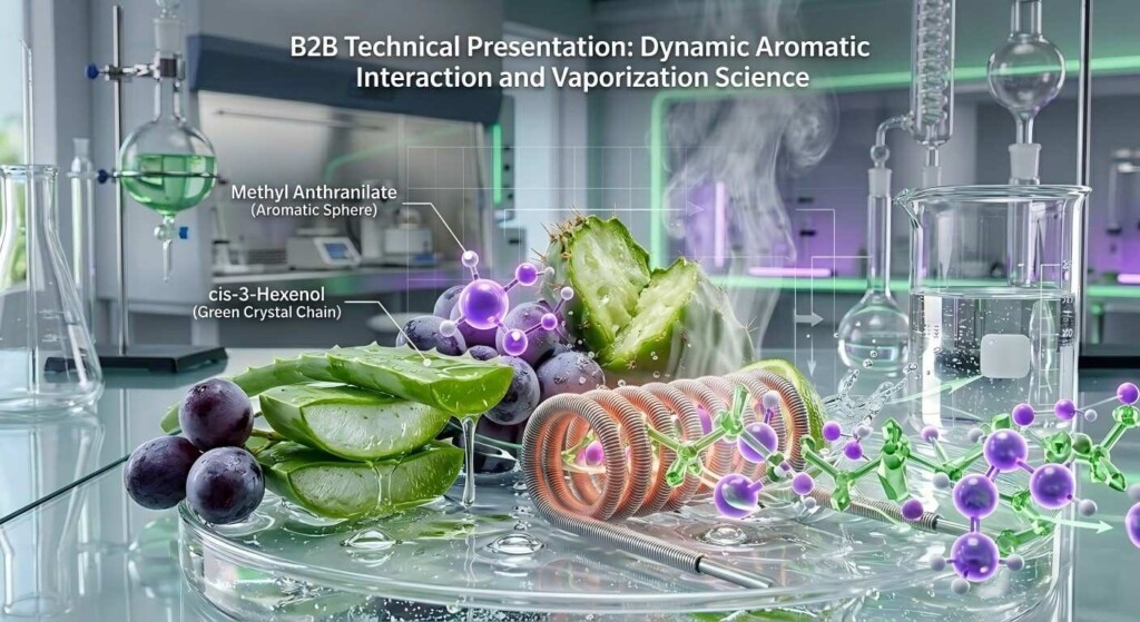 Explorez la science des interactions aromatiques avec notre visualisation moléculaire 3D détaillée des principaux composés aromatiques utilisés dans la technologie de vapotage moderne.