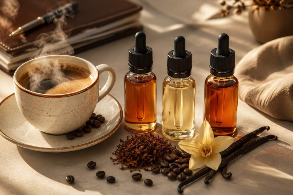 A technically rigorous guide to pairing e-liquid flavors with morning coffee — covering the neuroscience of caffeine-nicotine interaction, aroma chemistry of coffee-compatible flavor profiles, and a complete B2B formulation analysis of coffee-inspired and coffee-pairing e-liquid concentrates from Cuiguai Flavor.