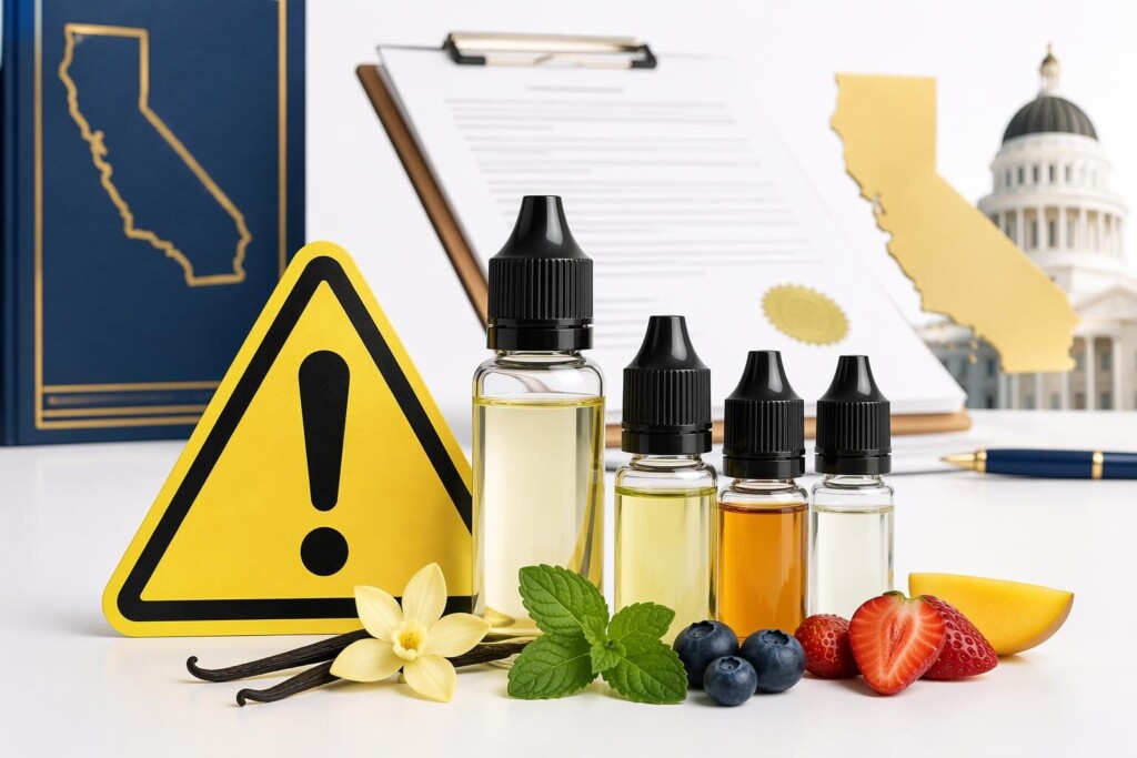 Prop 65 e-liquid, pulegone warning, beta-myrcene exposure