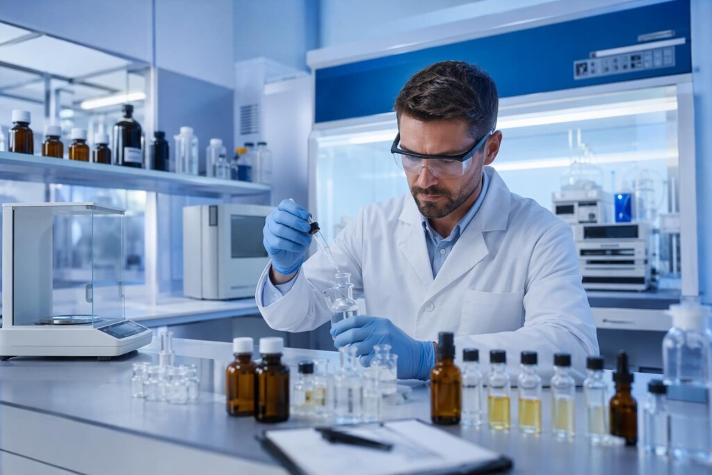 Cuiguai Flavor's GMP-certified R&D laboratory developing coil-friendly e-liquid flavor concentrates — sucralose-free formulations with full thermal stability documentation for B2B brand customers seeking to optimize both flavor performance and coil longevity.