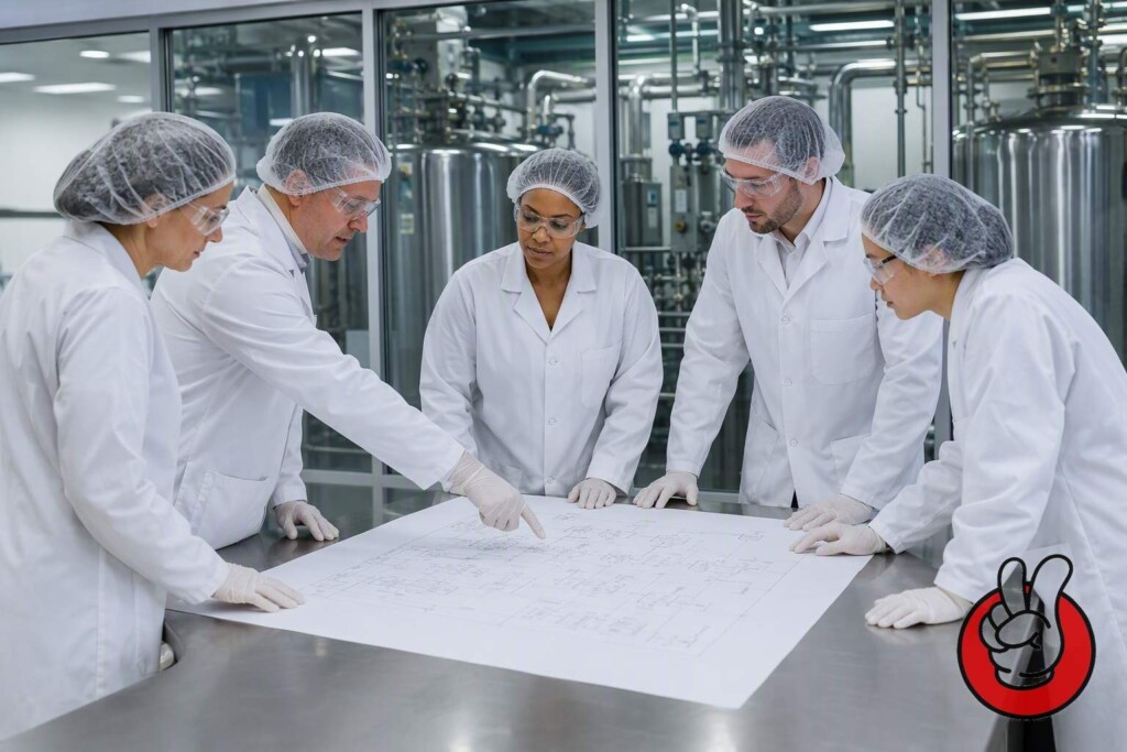 A CUIGUAI HACCP team verifies every step of the liquid flavor process flow diagram before critical control points are assigned.