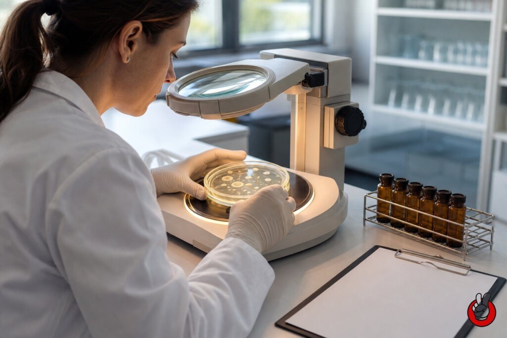 Five-layer microbial QA program for flavor supply: raw materials, in-process control, batch release testing, environmental monitoring and change control.