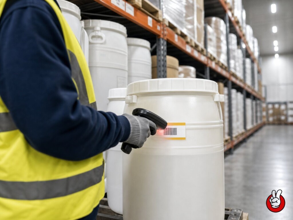 Handheld barcode scanners record every warehouse movement of flavor concentrate drums, keeping lot-level inventory accurate in real time.