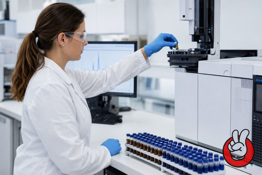 Chromatographic and microbiological testing of retained samples establishes whether a suspect flavor batch presents a safety risk.