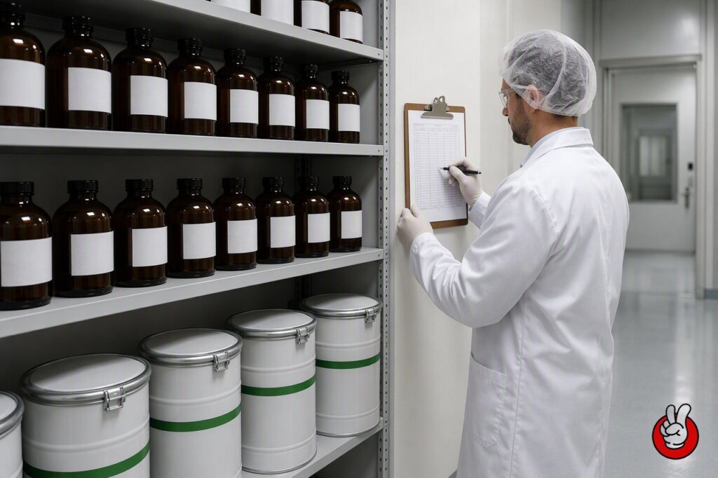 Production staff documenting batch variability and retained samples so that a future test result can be defended with original reference material.