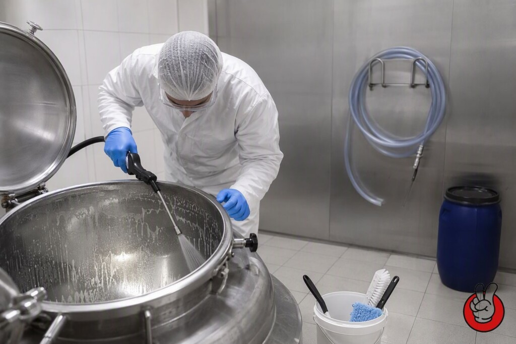 Cleaning chemistry, contact time, swab limits and carryover calculations for vape flavour equipment shared across multiple products.